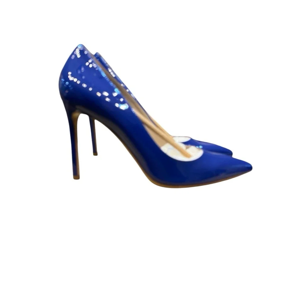 Michael Kors Collection Gretel Runway Patent Shoe Lapis‎ Size 37.5 US 7.5 Heel